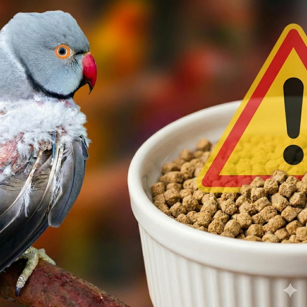 Does your Ringneck destroy its own feathers? The mistake might be in the pellet bowl.